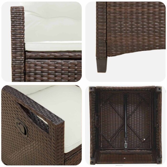 Gartenstuhl 2 pcs Schwarz und Creme 56 x 60 x 112 cm – Bild 8