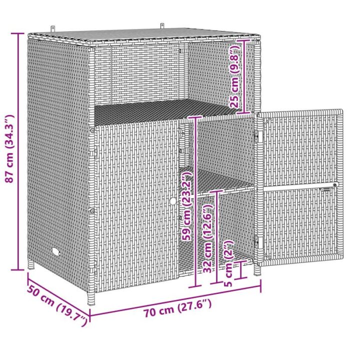 Schrank Schwarz 70 x 50 x 87 cm Polyester und Roly Ratten – Bild 13