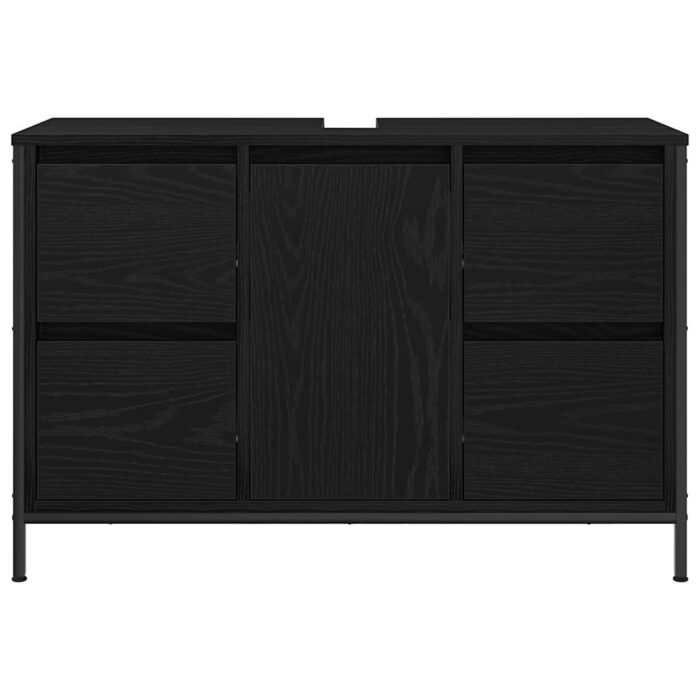 Waschbeckenunterschrank mit Schubladen Schwarz Eichen-Optik – Bild 6