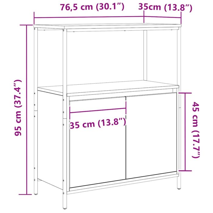 Badschrank mit Regalen Schwarz Eichen-Optik 76,5x35x95 cm – Bild 13