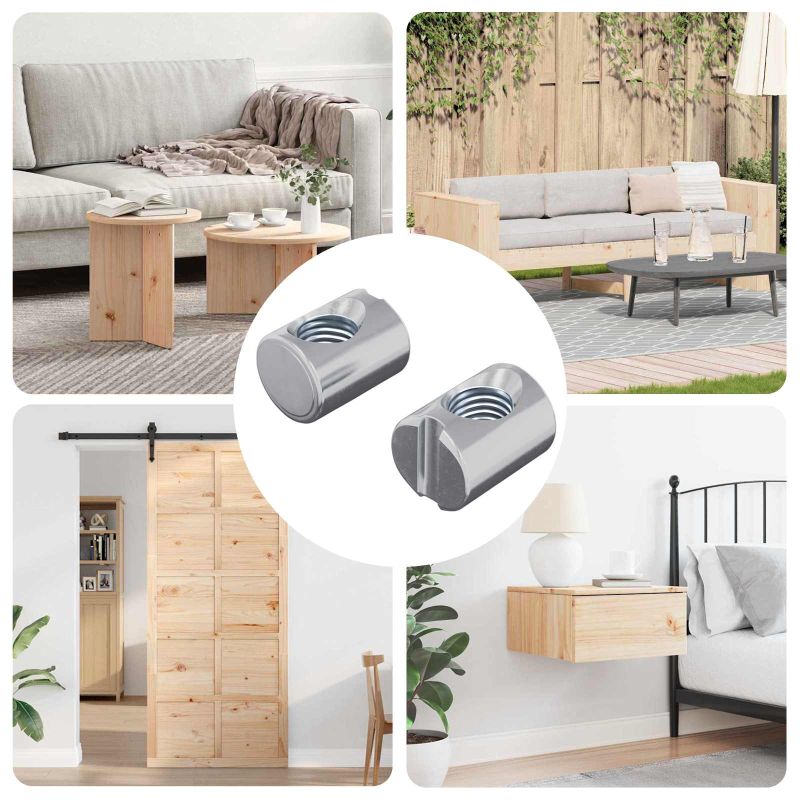 864424_1.jpg Zylindermuttern 2 pcs Silber M6 x 13 mm Metall – Bild 1