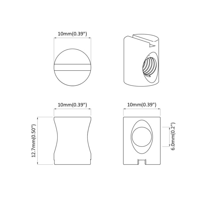 Zylindermuttern 2 pcs Silber M6 x 13 mm Metall – Bild 6