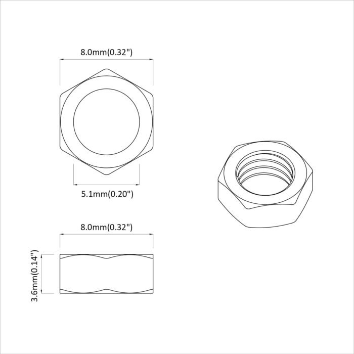 Sechskantmuttern 2 pcs Silber M6 Stahl – Bild 7