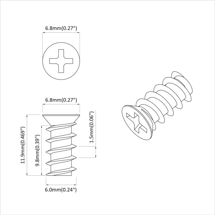 Schraube 2 pcs Silber M6 x 12 mm Eisen – Bild 6