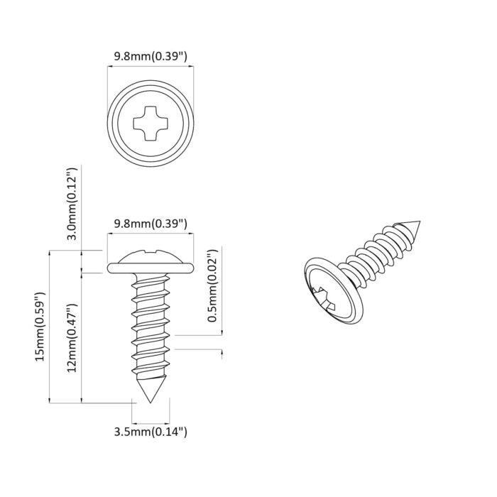 Selbstschneidender Nagel 2 pcs Schwarz 3,5 x 12 mm Eisen – Bild 6