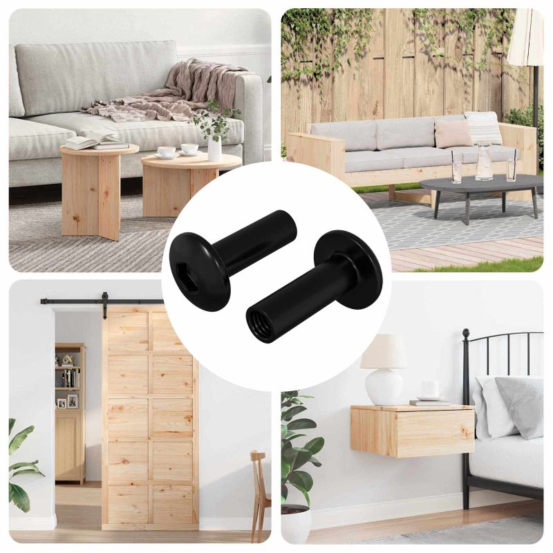 864535_1.jpg Hülsenmuttern 2 pcs Schwarz M4 x 14,5 mm Eisen – Bild 1