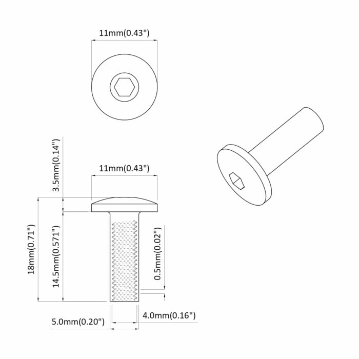 Hülsenmuttern 2 pcs Schwarz M4 x 14,5 mm Eisen – Bild 6