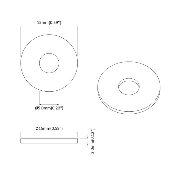 geeignet für Flachscheiben 2 pcs Schwarz ∅15 x 3 mm – Bild 6