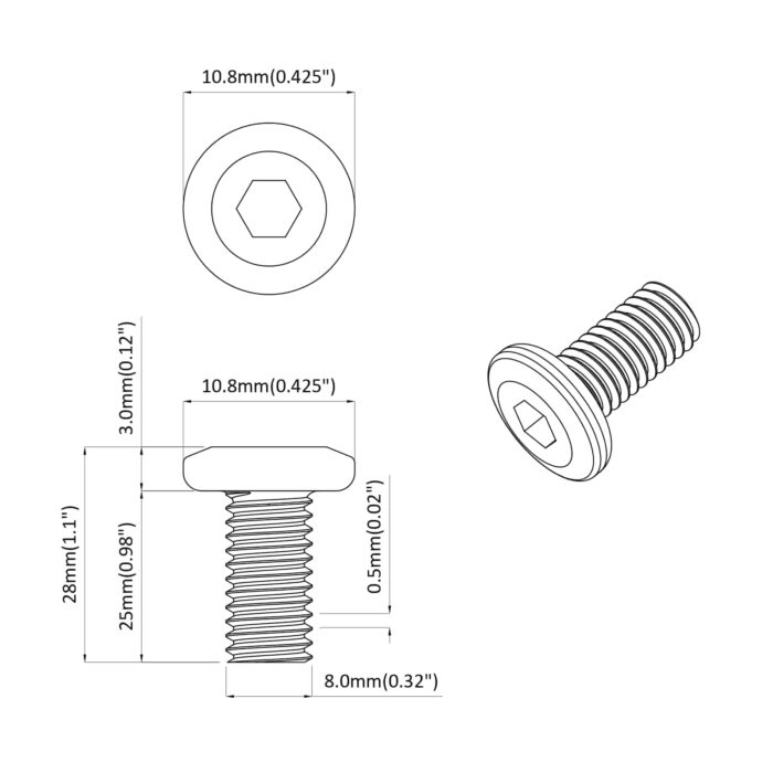 Schraube 2 pcs Silber 8 x 25 mm Stahl – Bild 6