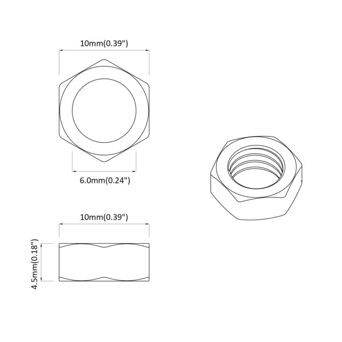 Mutter 2 pcs Silber M6 x 10 mm Eisen – Bild 7