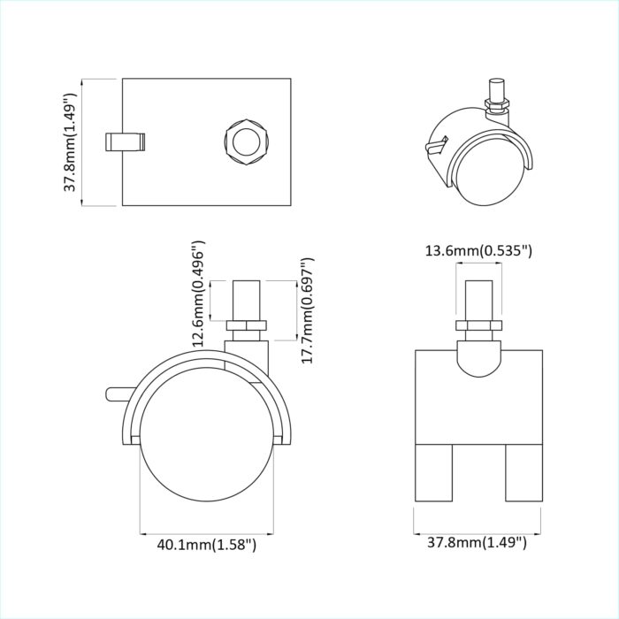 Bockrolle 2 pcs Schwarz und Silber 40,1 x 40,1 x 37,8 mm – Bild 9