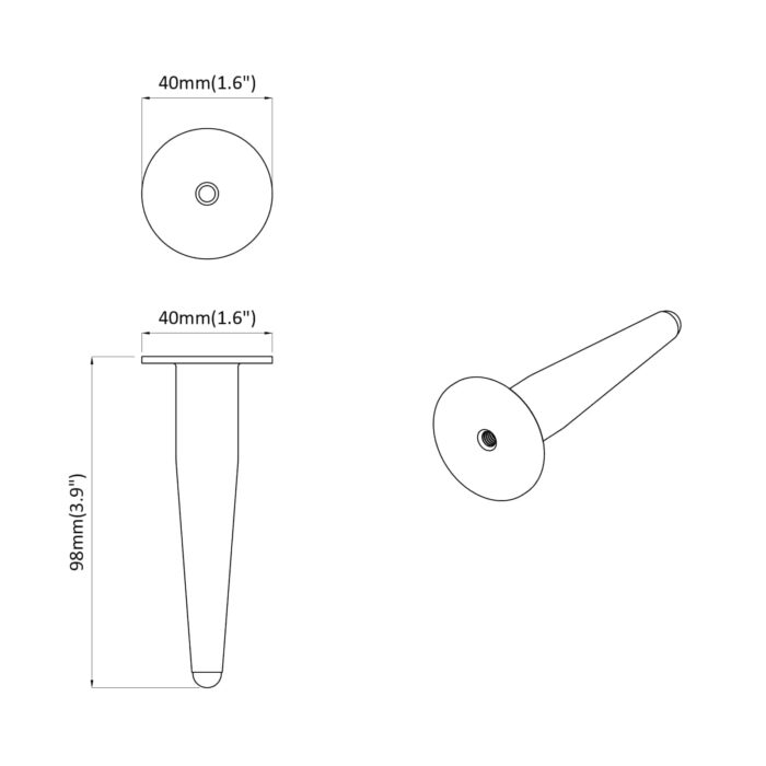 Möbelbeine 2 pcs Schwarz Ø 40 x 98 mm Eisen – Bild 9