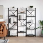 Bücherregal Schwarz Eichen-Optik 156 x 25 x 167 cm