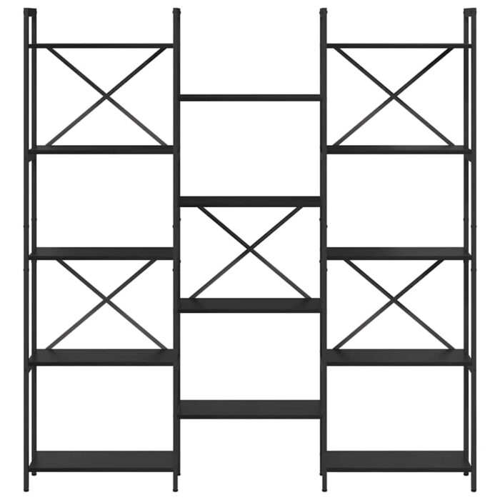 Bücherregal Schwarz Eichen-Optik 156 x 25 x 167 cm – Bild 5