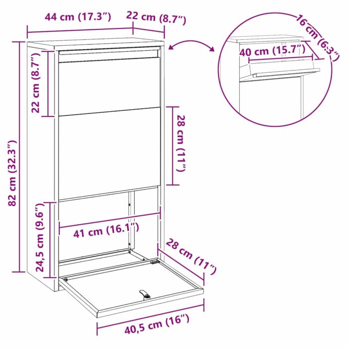 Paketdrop-Box mit Speicher Anthrazit 44 x 22 x 82 cm Stahl – Bild 12