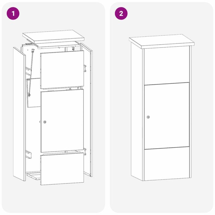 Paketdrop-Box mit Speicher Anthrazit 44,5 x 29 x 110,5 cm Stahl – Bild 10