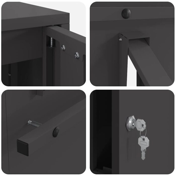 Briefkasten mit Speicher mit Tür Schwarz 30 x 20 x 55 cm Stahl – Bild 8