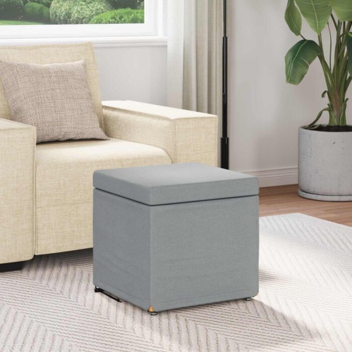 Hocker Hellgrau 41 x 41 x 40 cm Stoff und Pressholz – Bild 3