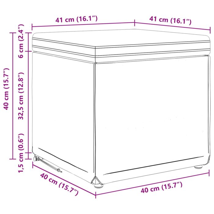 Hocker Hellgrau 41 x 41 x 40 cm Stoff und Pressholz – Bild 8