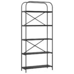 Bücherregal Schwarz Eichen-Optik 80 x 30 x 183 cm Holzwerkstoff – Bild 2