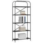 Bücherregal Schwarz Eichen-Optik 80 x 30 x 183 cm Holzwerkstoff – Bild 3