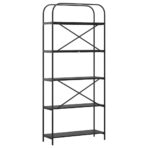 Bücherregal Schwarz Eichen-Optik 80 x 30 x 183 cm Holzwerkstoff – Bild 7