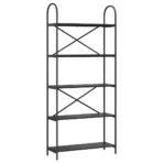 Bücherregal Schwarz Eichen-Optik 80 x 30 x 183 cm Holzwerkstoff – Bild 2