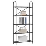 Bücherregal Schwarz Eichen-Optik 80 x 30 x 183 cm Holzwerkstoff – Bild 3