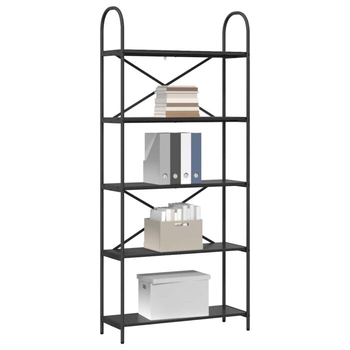 Bücherregal Schwarz Eichen-Optik 80 x 30 x 183 cm Holzwerkstoff – Bild 3