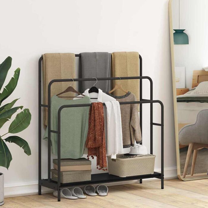 Kleiderständer Schwarz Eichen-Optik 90 x 30 x 100,5 cm – Bild 4