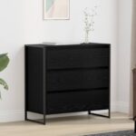 Sideboard Schwarz Eichen-Optik 79 x 36 x 75.5 cm Holzwerkstoff