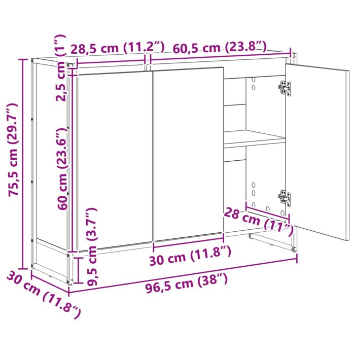 Seitenschrank Schwarz Eichen-Optik 96,5 x 30 x 75 cm – Bild 13