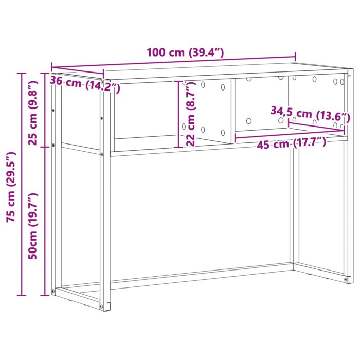 Beistelltisch Schwarz Eichen-Optik 100 x 36 x 75 cm – Bild 10