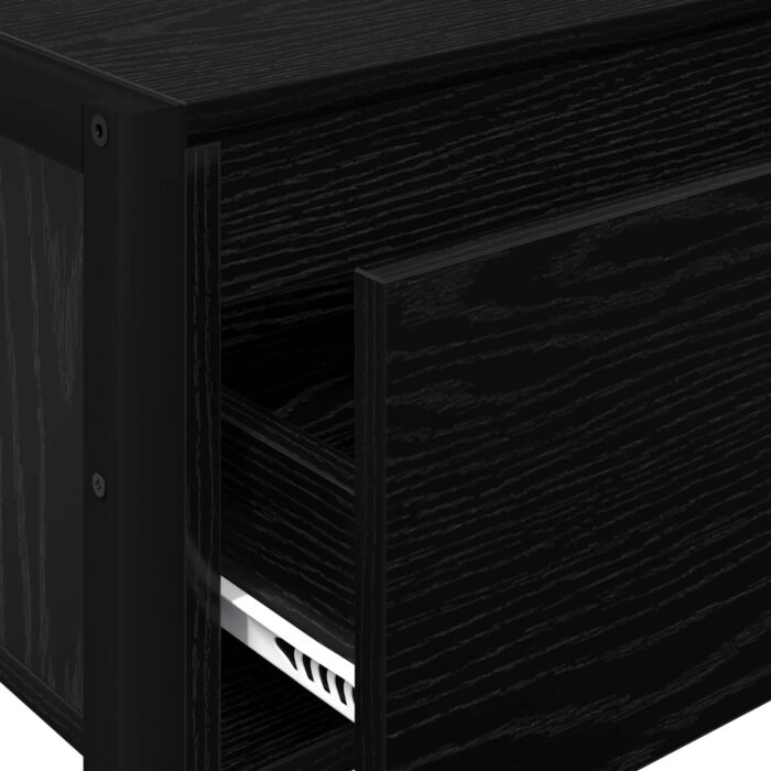 Beistelltisch Schwarz Eichen-Optik 100 x 36 x 75 cm – Bild 9