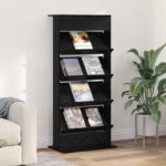 Magazinregal mit Regal Schwarz Eichen-Optik 70 x 41 x 156 cm
