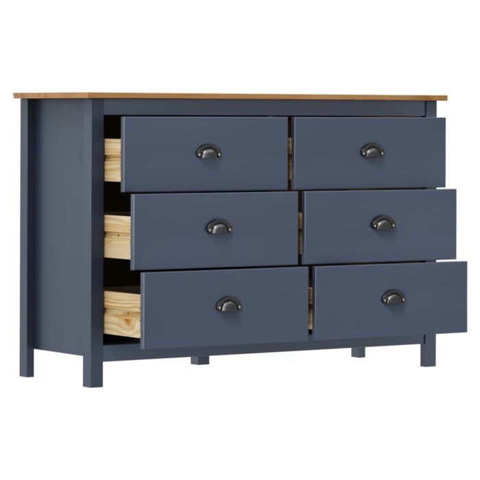 Sideboard Hill Grau 125x40x80 cm Massivholz Kiefer – Bild 3