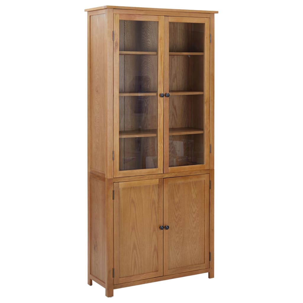 289180_1.jpg Bücherschrank mit 4 Türen 90x35x200 cm Eiche Massivholz & Glas – Bild 1