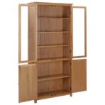 Bücherschrank mit 4 Türen 90x35x200 cm Eiche Massivholz & Glas – Bild 5