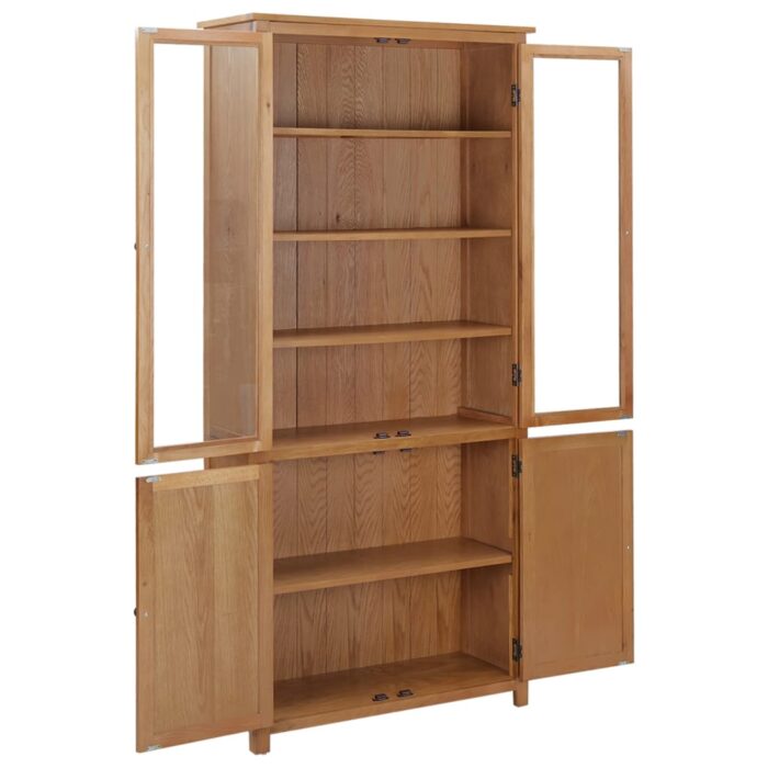 Bücherschrank mit 4 Türen 90x35x200 cm Eiche Massivholz & Glas – Bild 5