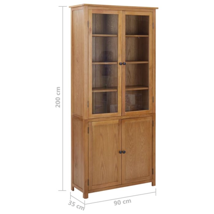 Bücherschrank mit 4 Türen 90x35x200 cm Eiche Massivholz & Glas – Bild 8