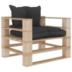 Garten-Palettensofa mit Kissen in Schwarz Holz