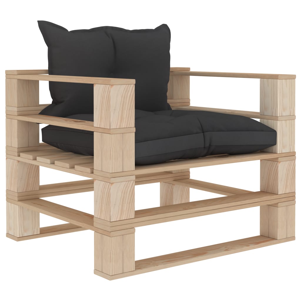 3052204_1.jpg Garten-Palettensofa mit Kissen in Schwarz Holz – Bild 1