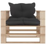 Garten-Palettensofa mit Kissen in Schwarz Holz – Bild 2
