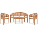 4-tlg. Garten-Lounge-Set Massivholz Teak