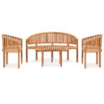 4-tlg. Garten-Lounge-Set Massivholz Teak – Bild 2