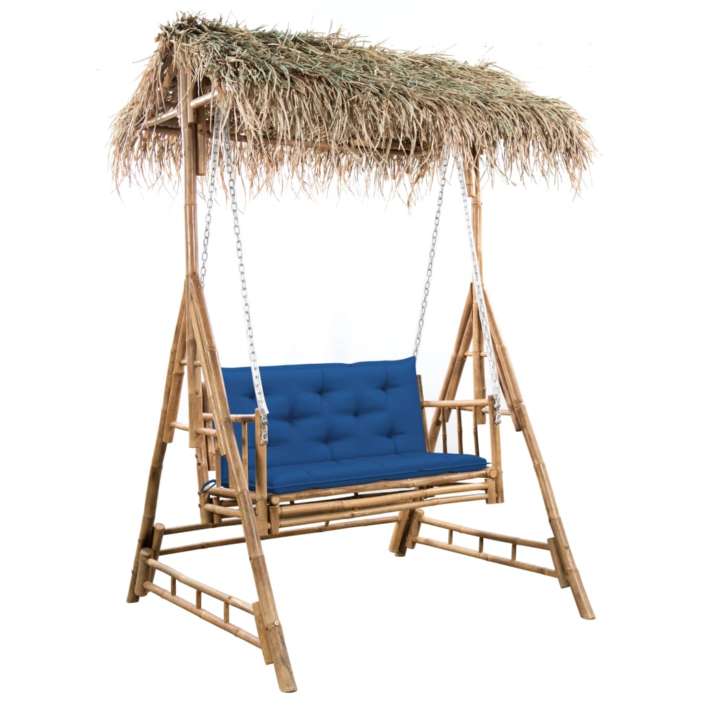 3063943_1.jpg Hollywoodschaukel mit Palmblättern und Kissen 202 cm Bambus – Bild 1