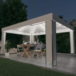 Pavillon mit LED-Lichterkette Weiss 3x4 m