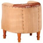 Sessel Braun Echtleder und Massivholz Mango – Bild 4