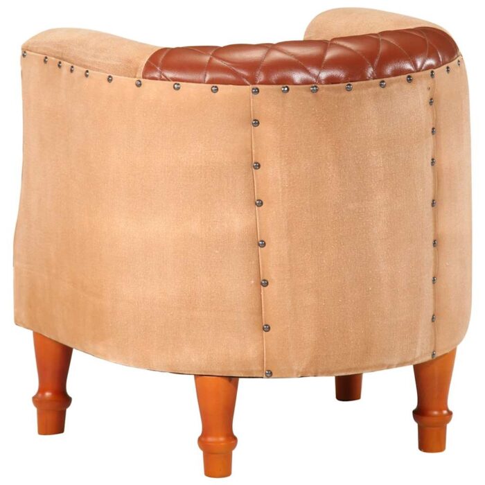 Sessel Braun Echtleder und Massivholz Mango – Bild 4