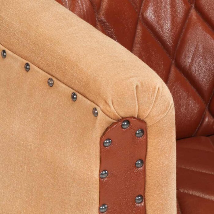 Sessel Braun Echtleder und Massivholz Mango – Bild 5